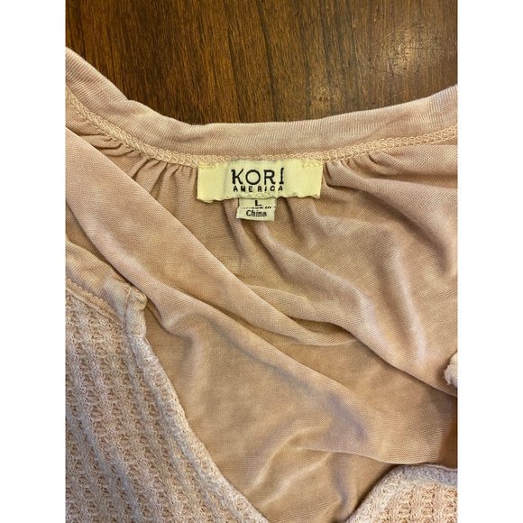 Kori American Peasant Boho Light Pink Oversized Shirt Tunic Women's L - Picture 11 of 12